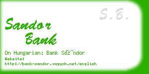 sandor bank business card